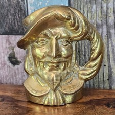 Rare Vintage Solid Brass Pirate Face Mug Toby Jug Pen Holder Pitcher Tankard 