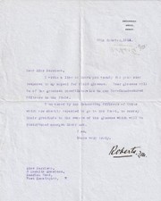 Letter  Signed by Lt Frederick Roberts VC Victoria Cross Holder 1858 Oudh.