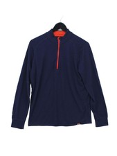 ISOBAA Men's Loungewear M Blue 100% Wool High Neck Basic