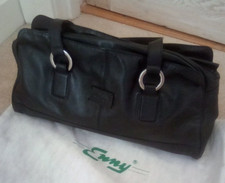 ENNY black buttersoft LEATHER TWIN STRAP BAG 12 x 6 x 5  &  dustbag looks unused