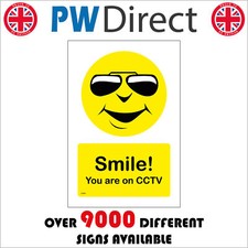 CT011 SMILE YOU ARE ON CCTV SIGN GRIN WATCH CAMERA SECURITY MONITOR SAFETY