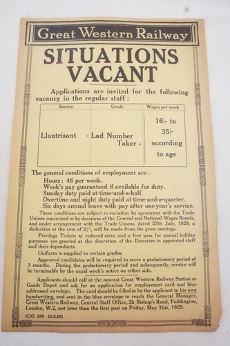 1929 situations vacant gwr - situations,