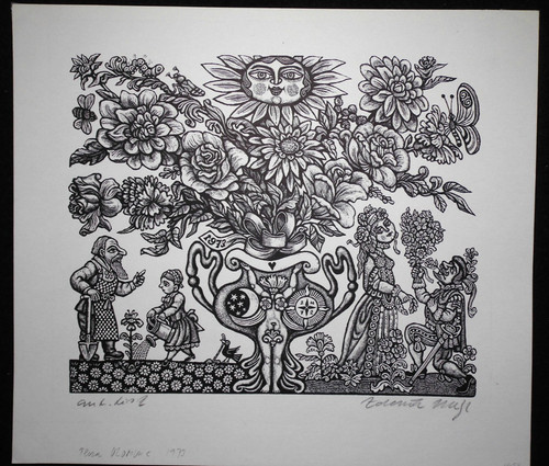 Signed woodcut print - woodcut, by