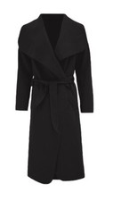 Womens Italian Coat Ladies Long Waterfall Duster Belted Drape Trench Jacket 8-22