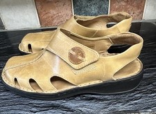 Josef Seibel Ladies Beige Leather Closed Toe Sandals Touch Fastening Size 3 VGC