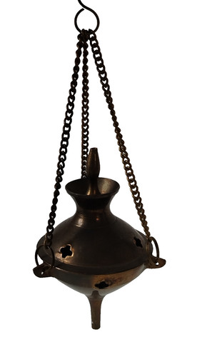Vintage brass hanging incense - brass,