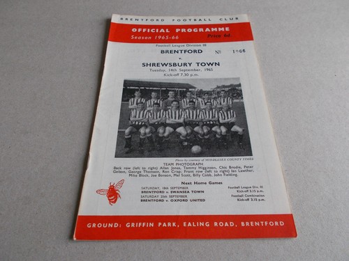 Brentford shrewsbury 66 - v, 65/66