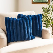 OHS Jumbo Ribbed Cushion Covers Luxury Faux Fur Fleece Square Pillowcases
