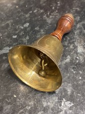 VINTAGE 7 INCH BRASS HAND BELL-- SCHOOL CHURCH DINNER BELL