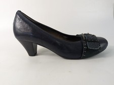 Gabor Navy Leather Mid Heel