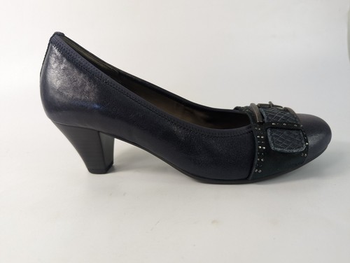 Gabor navy leather mid heel - navy,