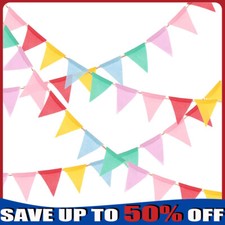 4M 12 Flags Colorful Pennant Flags Banner Imitated Burlap Bunting Pastel Decor