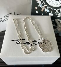 Thomas Sabo CZ Flower Pendant Necklace Belcher Link Chain & Gift Box Ex Cond