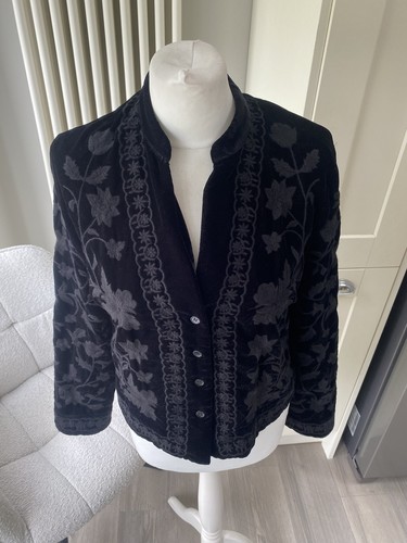 Zara black velvet embroidered - black,