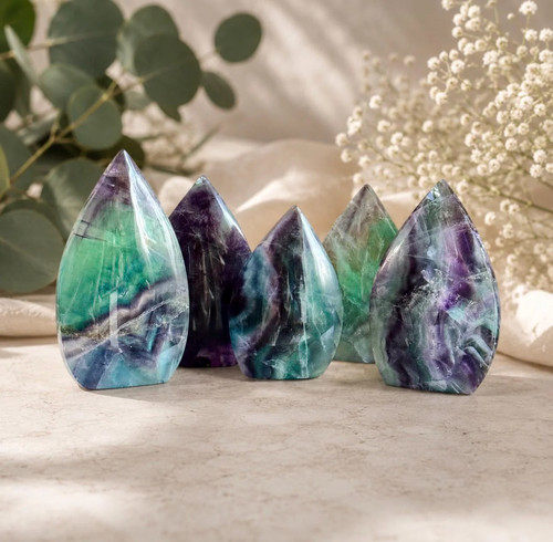 Rainbow fluorite crystal flame - crystal,