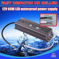 60W DC12V IP67 Waterproof Transformer Power Supply Adapter LED Outdoor UK Stock