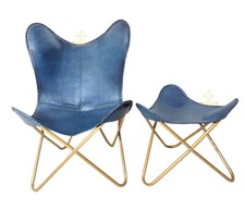 Vintage Cowhide Leather Blue