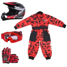 ZORAX ZOR-X19 Kids Motorbike Set Motocross Helmet & Goggles & Gloves & Camo Suit