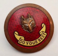Vintage Boy Scouts Cubmaster Brass & Red Enamel Hat Badge. Collins London