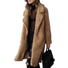Cozy Women Jaet Ladies Long Bear Cardigan Coat Faux Fur Ideal For Winter