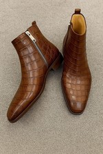 Handmade Men brown crocodile