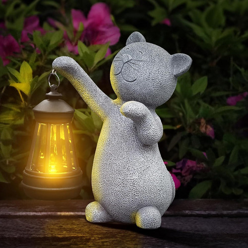 Cat statue solar garden - statue,