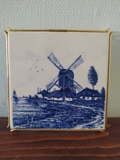 Delfts Blauw WINDMILL DESIGN TILE POT STAND