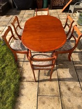 Yew Veneer Table and Six