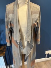 PERUVIAN CONNECTION Ladies 100% Pima Cotton Duster Striped 3/4 Sleeves Cardigan 