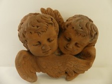 (RefJOH) Cherubs wall garden ornament very heavy, approx 28 x 27cm, clay?