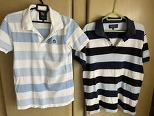 2 x William Hunt Saville Row Polo Button Shirt Mens Golf Navy Blue Large Medium