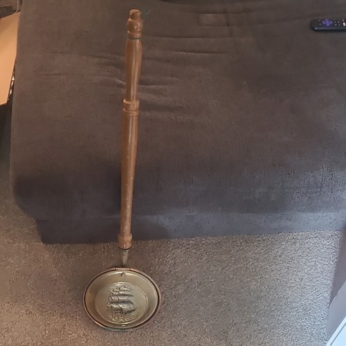 Brass bed warmer with ship - bed,