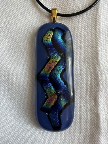 Dichroic blue pendant - blue, necklace