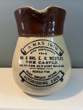 Antique Whisky Water- Beer Jug X’MAS 1910 The Castle Old Kent Road