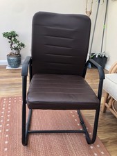 Dark Brown / Black Leather Sponge Office Chair.