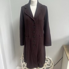 EAST boiled wool brown duster jacket coat button up size 14