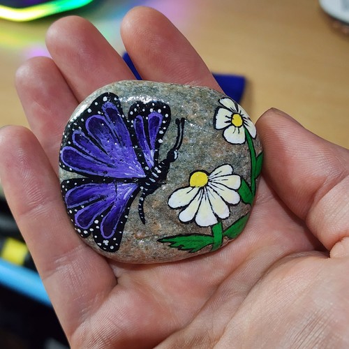 Hand painted pebble - hand,