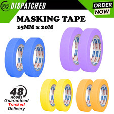 Masking Tape Multiple Colour Painters Tape 15mm X 20m, Clean Peel UV Resistant