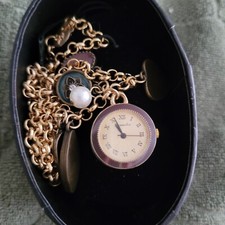 Rare Monsoon Accessorize Necklace Watch With Charms Brand New But Watch Stopped 