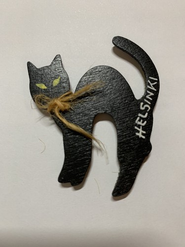 Black cat board fridge magnet - black,