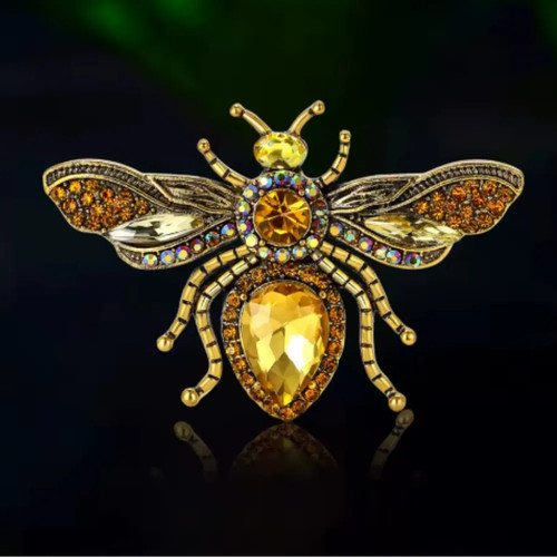 Vintage rhinestone bee - vintage, brooch