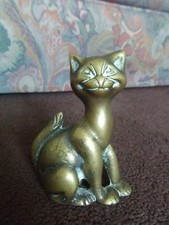 OLD UNPOLISHED BRASS CAT CIGAR STUBBER 3 1/2" (9cm) 