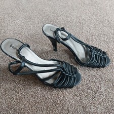 Ladies Black heeled sandals, Size 5, barratts