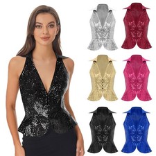 Women Sparkly V Neck Dressy