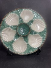 Vintage 1950/60s French Majolica Oyster Plate Serving Dish Seafood Fine Dining
