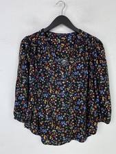 M&S Black Floral Smock V-Neck