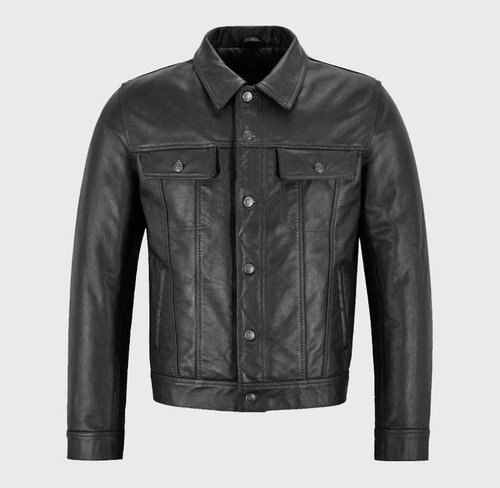 Men black leather - black,
