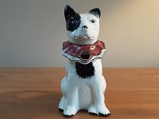 TONY WOOD JACK RUSSELL SHAPE POTTERY TEAPOT OR JUG DEEP PINK RUFF  OR COLLAR