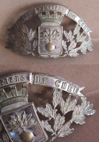 Old french white metal badge - old,
