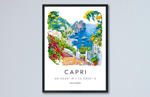 Capri watercolor poster - watercolor,